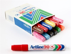 Artline Marker 90 viene en una variedad de colores.